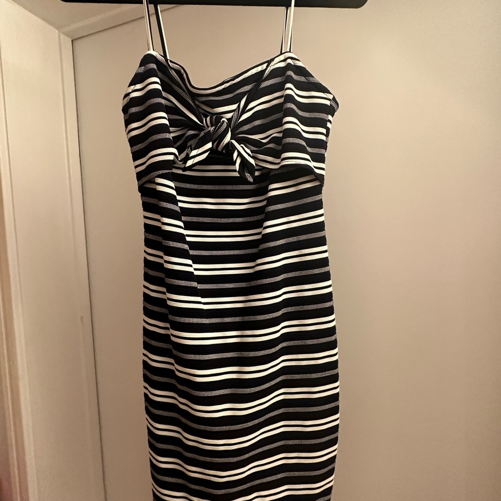Blue and White Striped Mini Dress